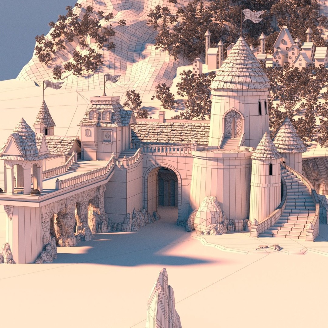 Cartoon Castle 3D Model – High Poly Medieval Scene, FBX, PBR - View 16