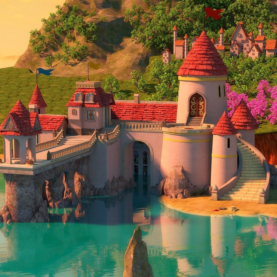 Cartoon Castle 3D Model – High Poly Medieval Scene, FBX, PBR - View 3