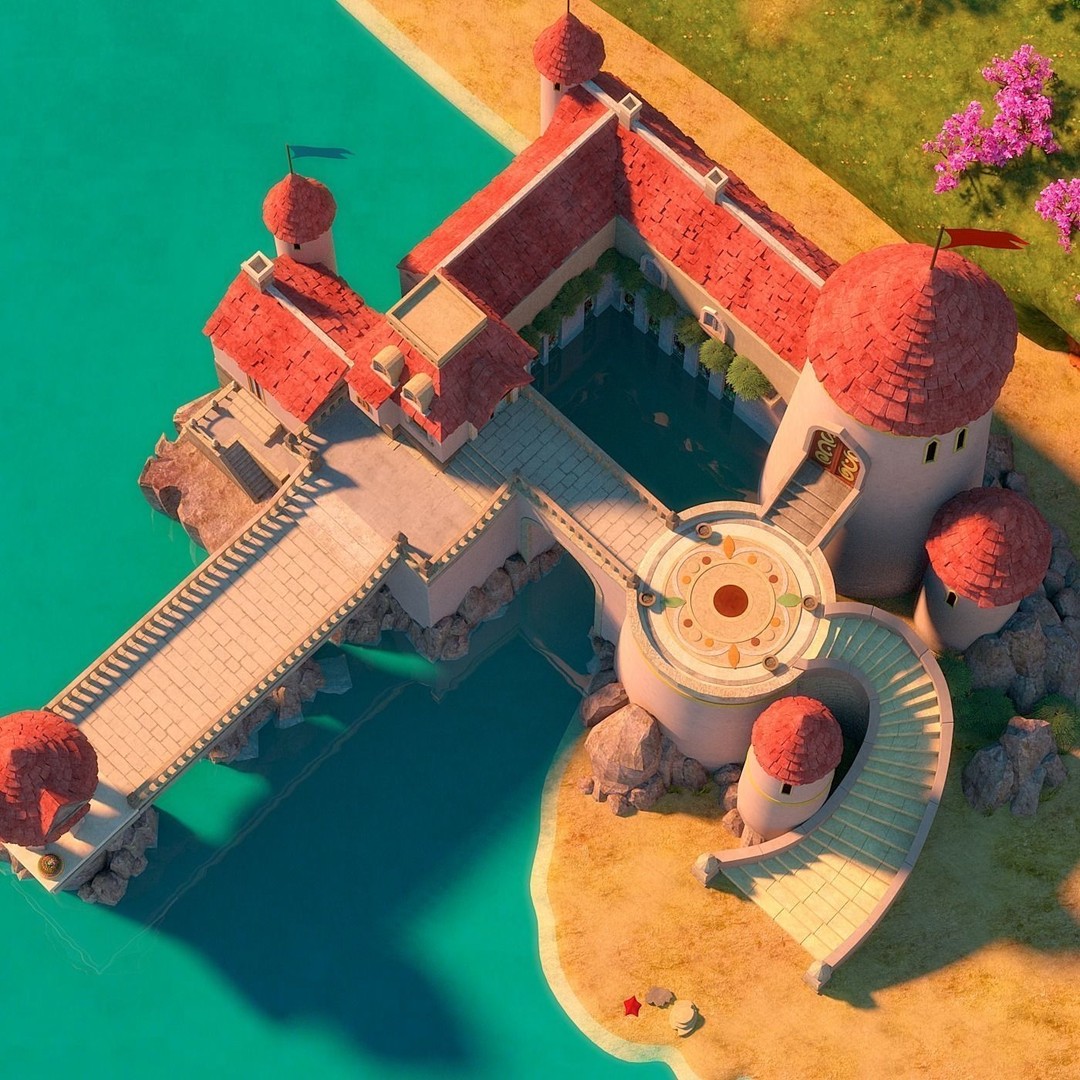 Cartoon Castle 3D Model – High Poly Medieval Scene, FBX, PBR - View 4