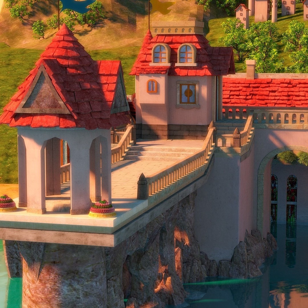 Cartoon Castle 3D Model – High Poly Medieval Scene, FBX, PBR - View 6