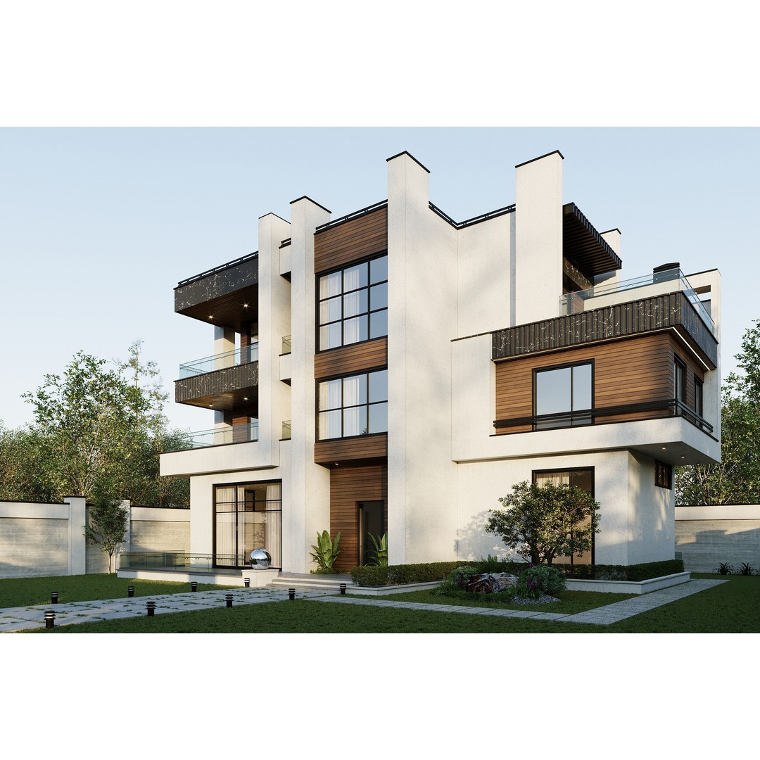 Modern Villa 3D Model – Architectural Design with Textures & UVs - View 10
