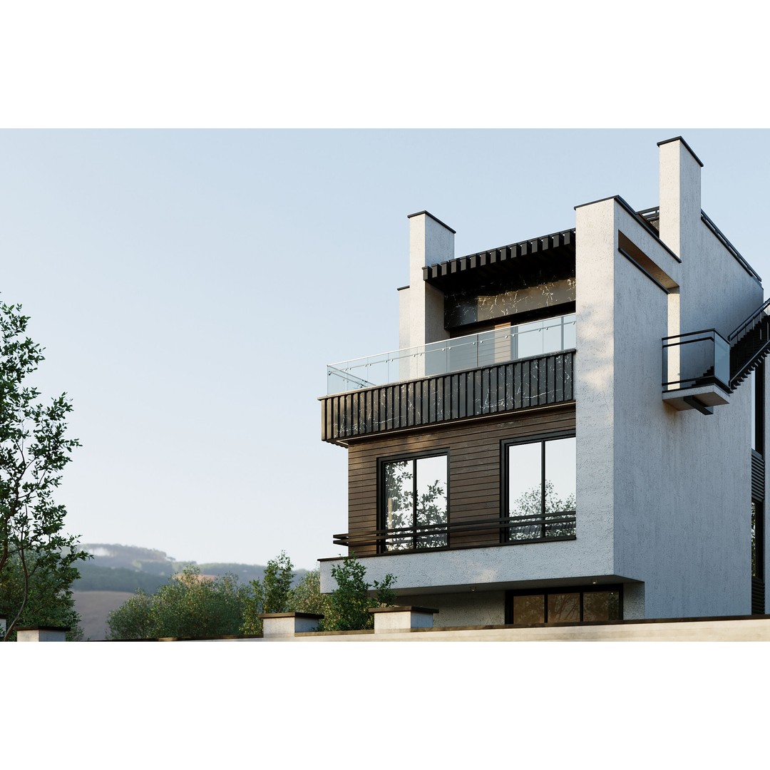 Modern Villa 3D Model – Architectural Design with Textures & UVs - View 13