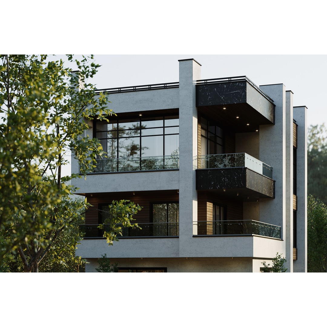 Modern Villa 3D Model – Architectural Design with Textures & UVs - View 3