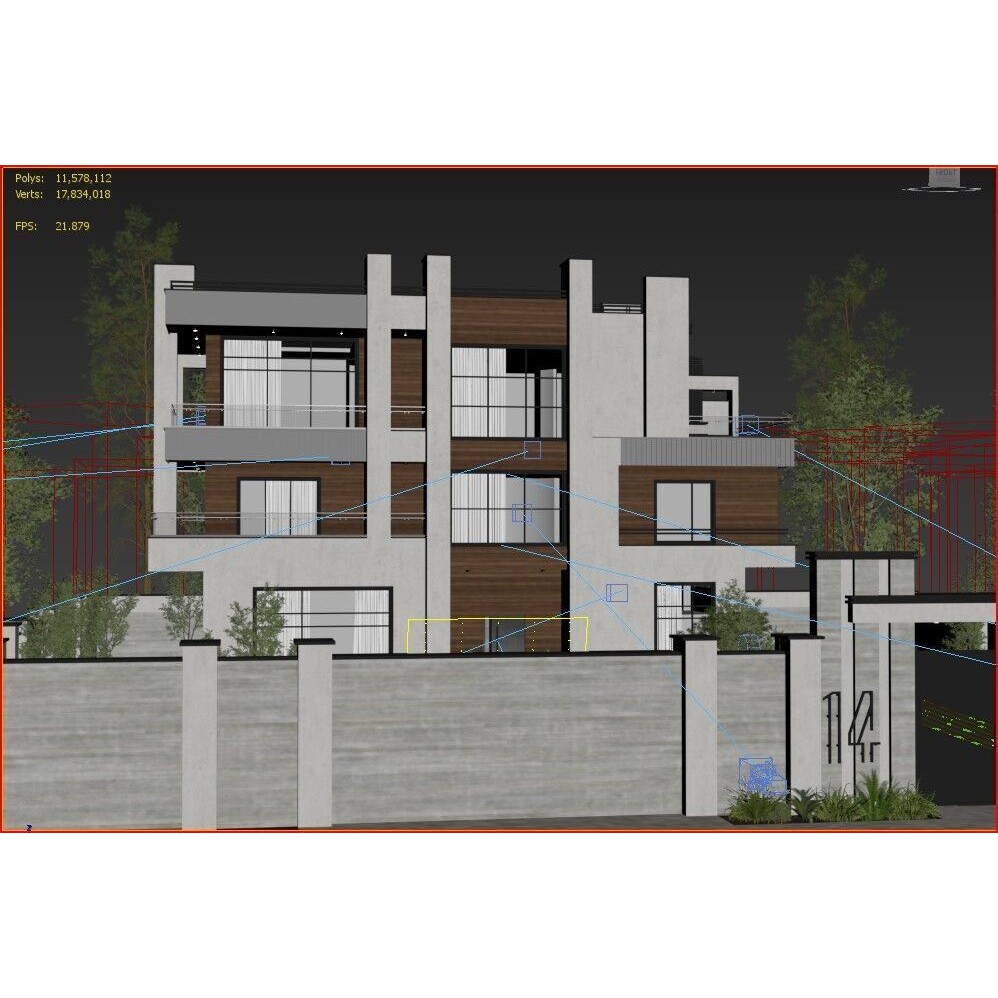 Modern Villa 3D Model – Architectural Design with Textures & UVs - View 5