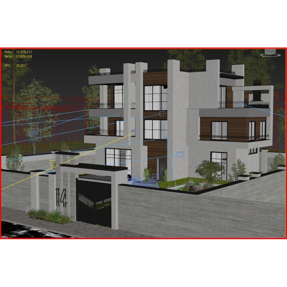 Modern Villa 3D Model – Architectural Design with Textures & UVs - View 6