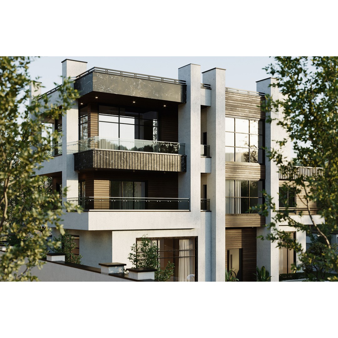 Modern Villa 3D Model – Architectural Design with Textures & UVs - View 7