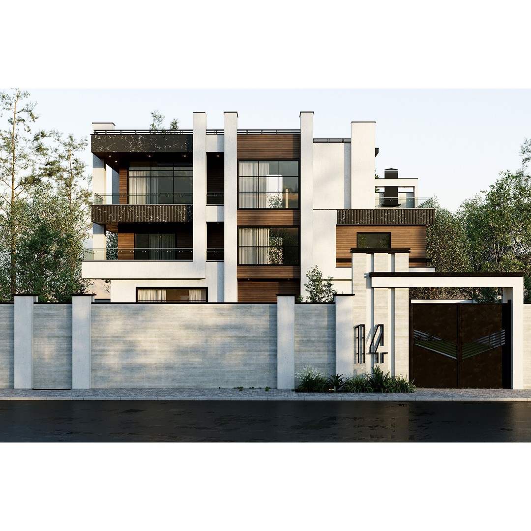 Modern Villa 3D Model – Architectural Design with Textures & UVs - View 8