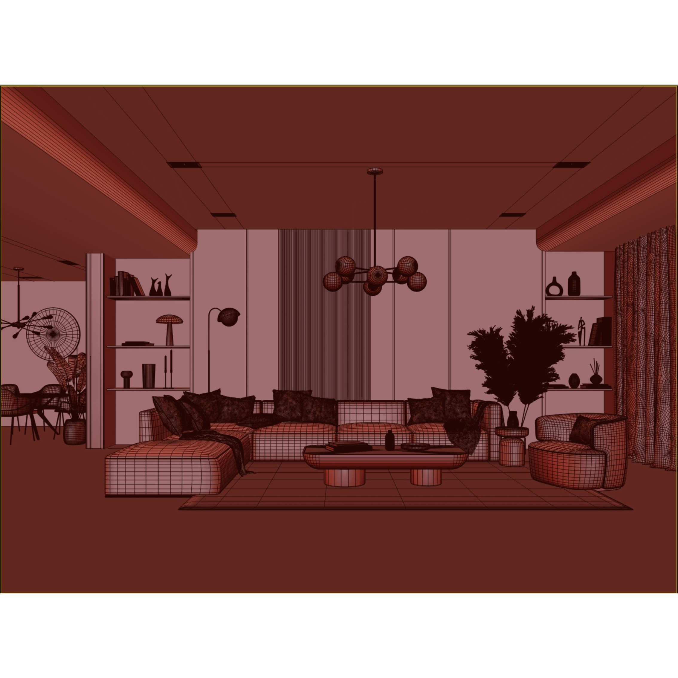 Interior Scene Living Room 18 - Game-Ready 3D Model - View 14