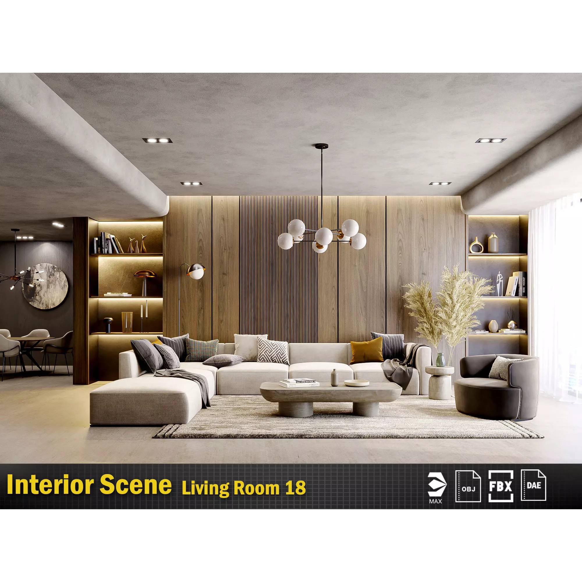Interior Scene Living Room 18 - Game-Ready 3D Model - View 2