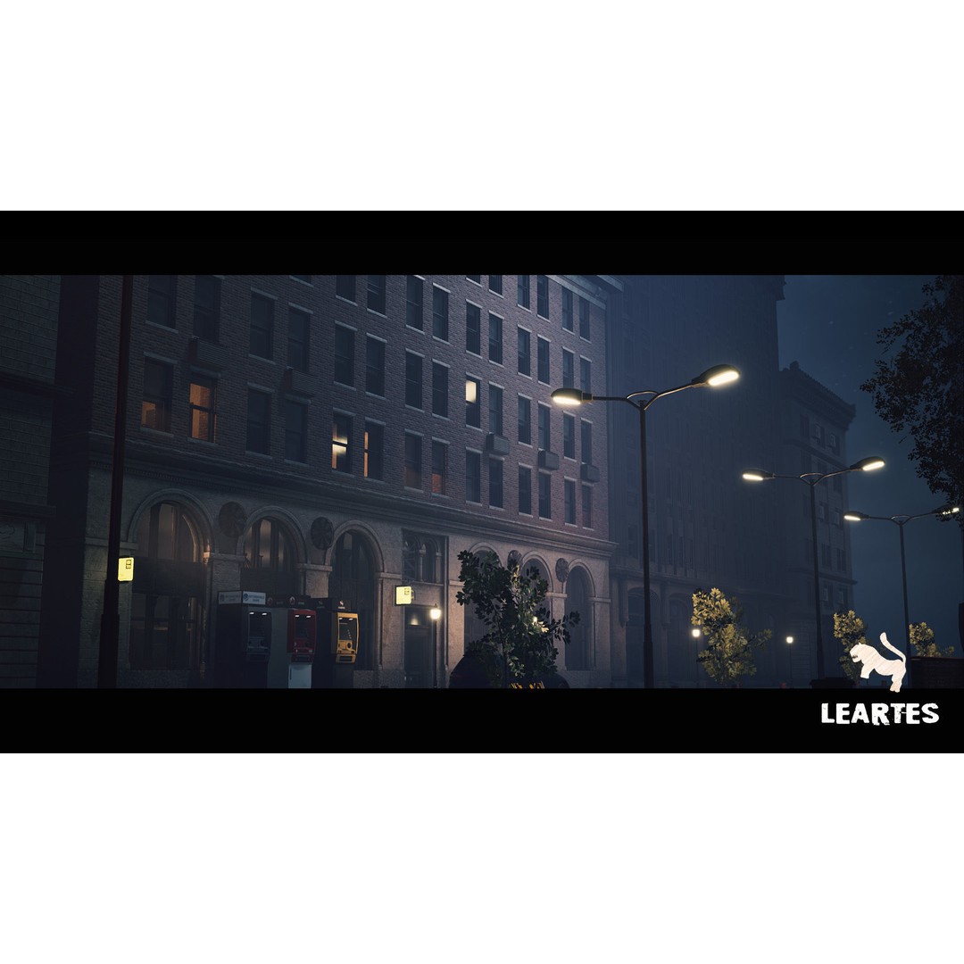 Modern City Downtown 3D Model – Low Poly Game Asset, FBX, PBR