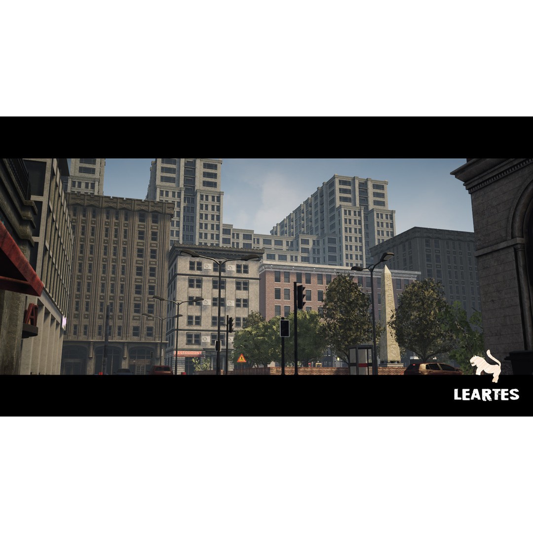 Modern City Downtown 3D Model – Low Poly Game Asset, FBX, PBR - View 10