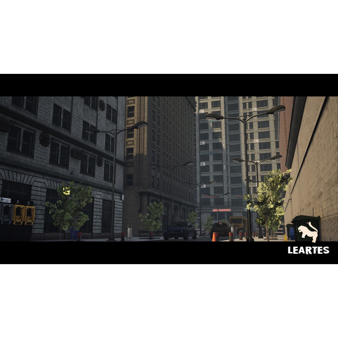 Modern City Downtown 3D Model – Low Poly Game Asset, FBX, PBR - View 11