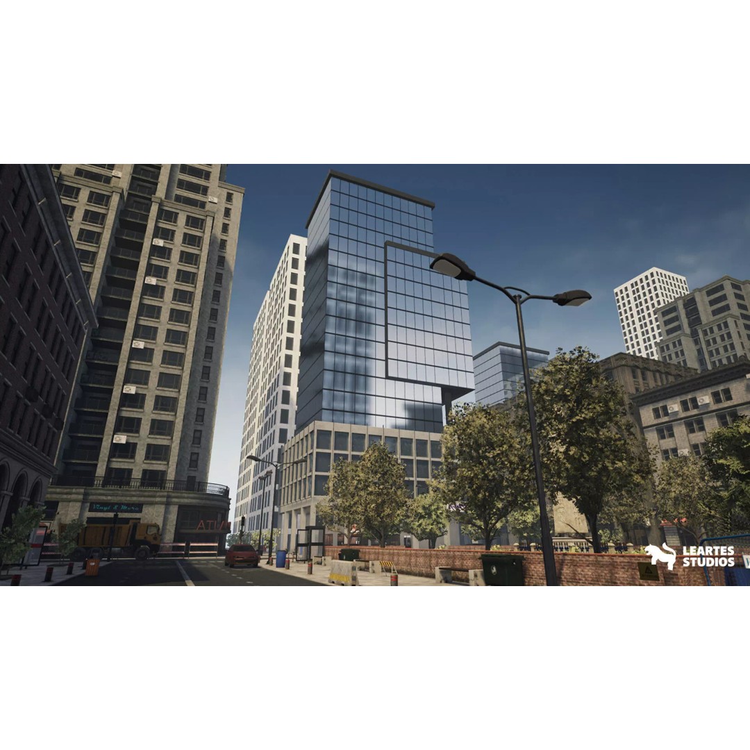 Modern City Downtown 3D Model – Low Poly Game Asset, FBX, PBR - View 2