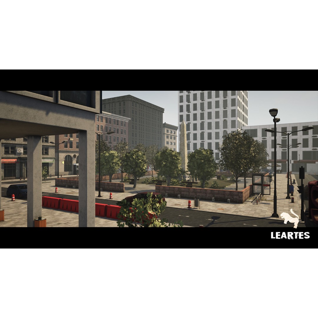 Modern City Downtown 3D Model – Low Poly Game Asset, FBX, PBR - View 5