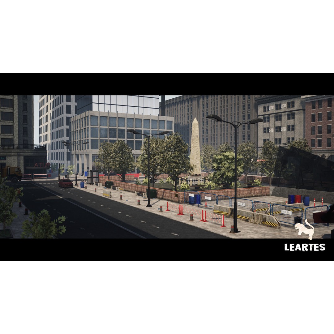 Modern City Downtown 3D Model – Low Poly Game Asset, FBX, PBR - View 6