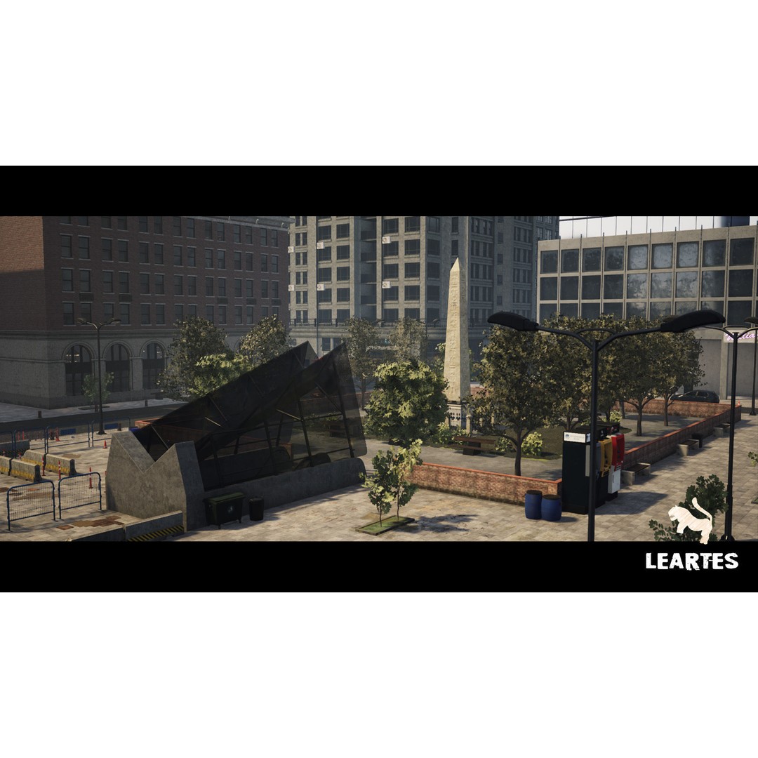 Modern City Downtown 3D Model – Low Poly Game Asset, FBX, PBR - View 7