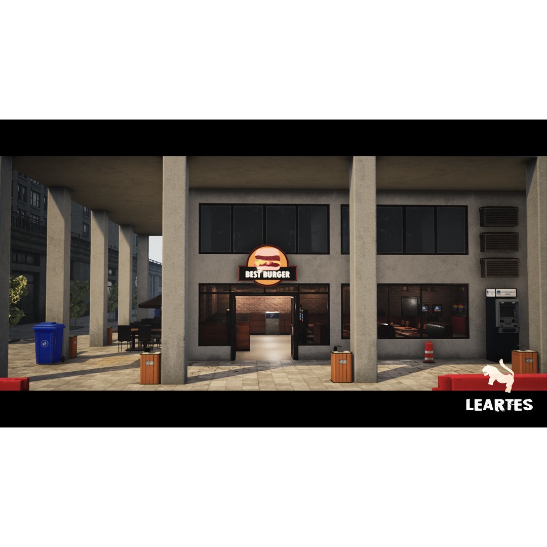 Modern City Downtown 3D Model – Low Poly Game Asset, FBX, PBR - View 9