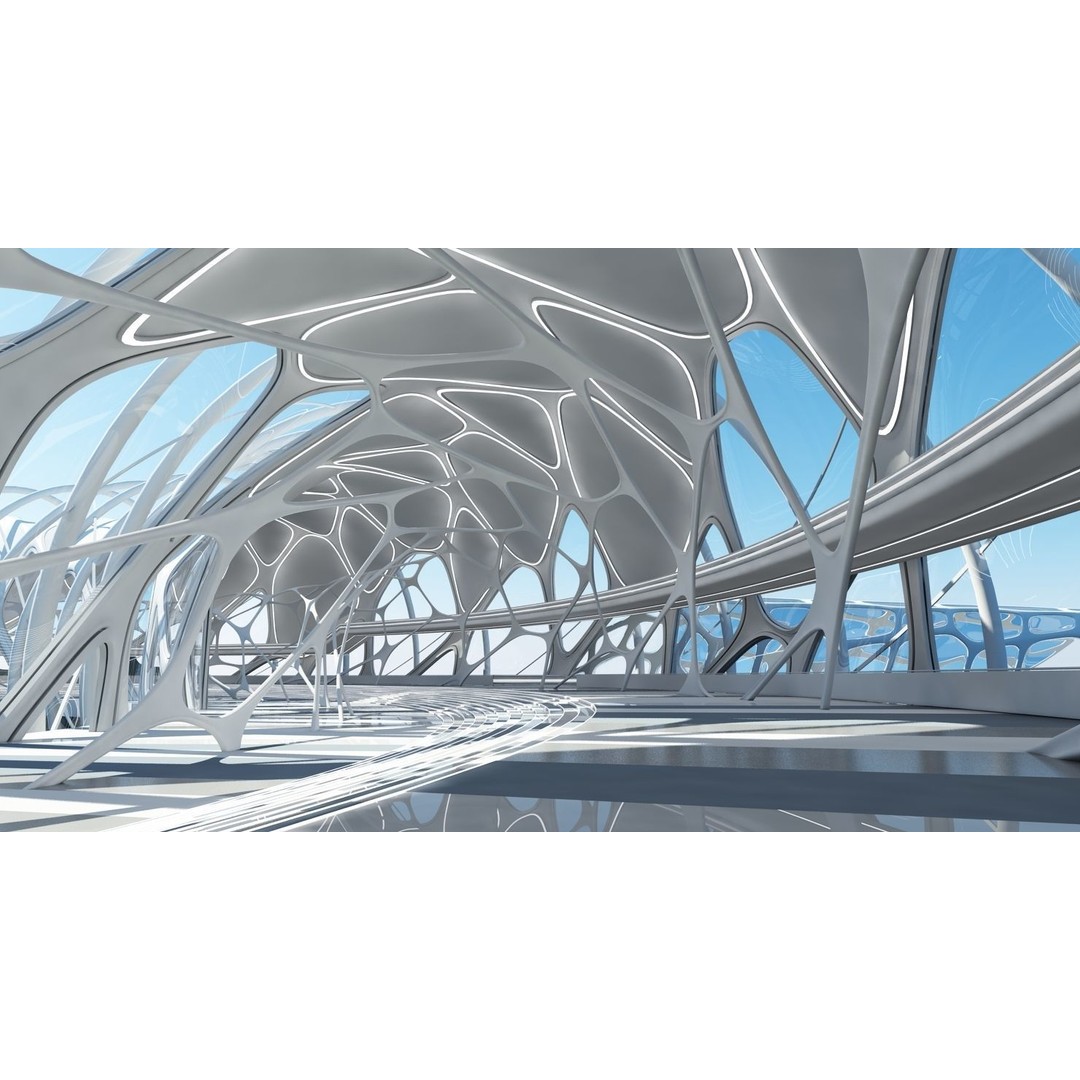 Futuristic Architectural Structure 3D Model – Detailed Sci-Fi Pavilion, FBX - View 11