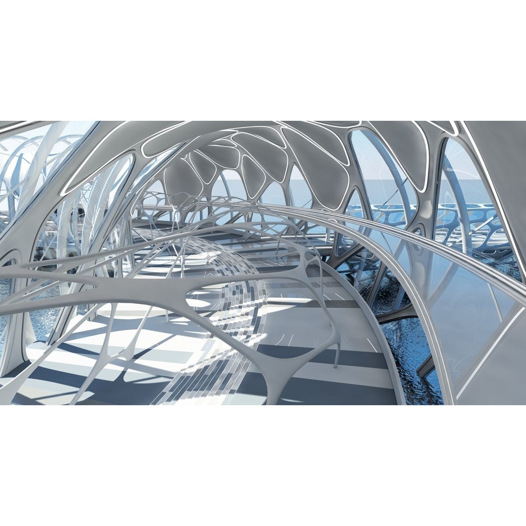 Futuristic Architectural Structure 3D Model – Detailed Sci-Fi Pavilion, FBX - View 13