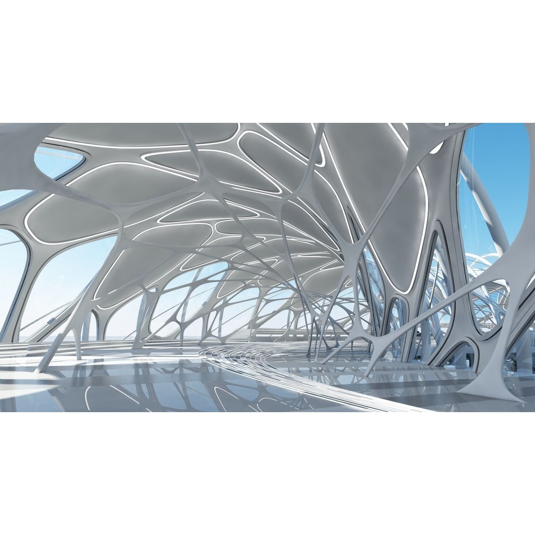 Futuristic Architectural Structure 3D Model – Detailed Sci-Fi Pavilion, FBX - View 15