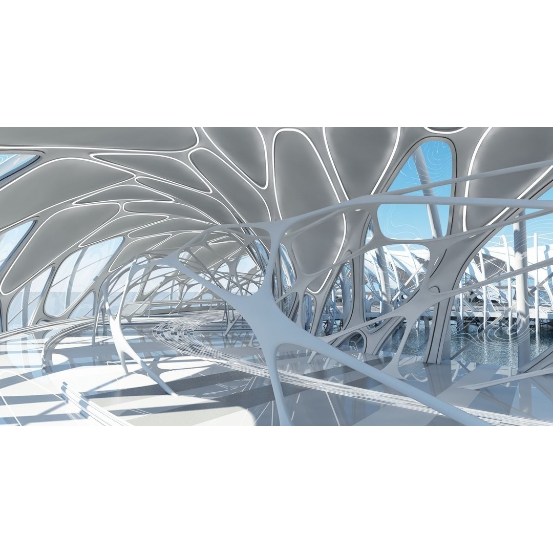 Futuristic Architectural Structure 3D Model – Detailed Sci-Fi Pavilion, FBX - View 16