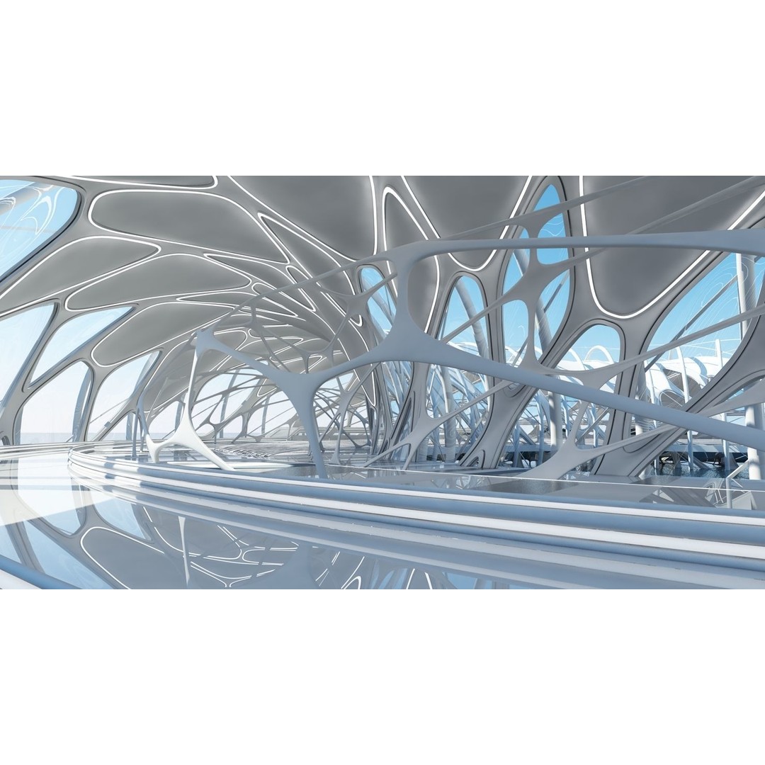 Futuristic Architectural Structure 3D Model – Detailed Sci-Fi Pavilion, FBX - View 17