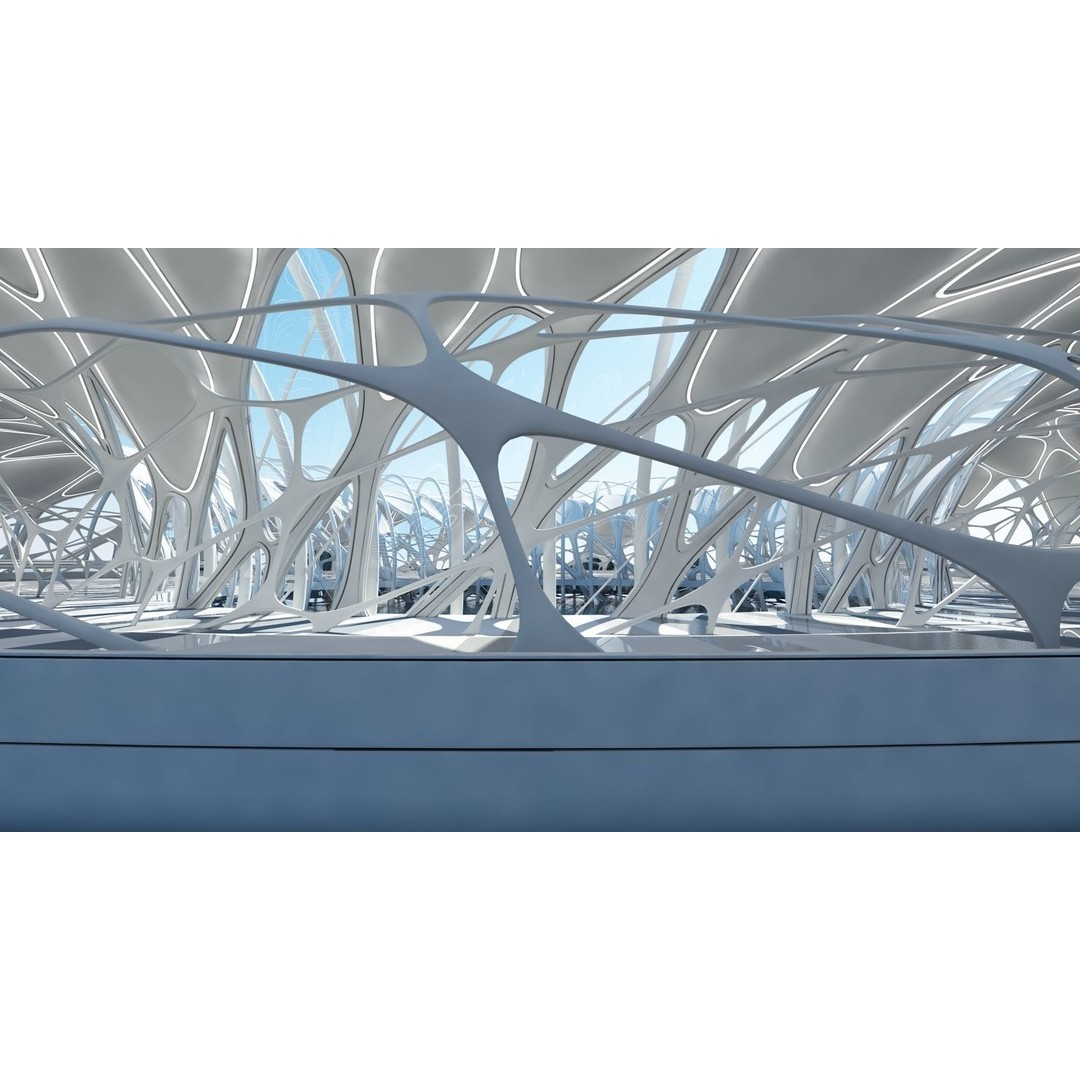 Futuristic Architectural Structure 3D Model – Detailed Sci-Fi Pavilion, FBX - View 18
