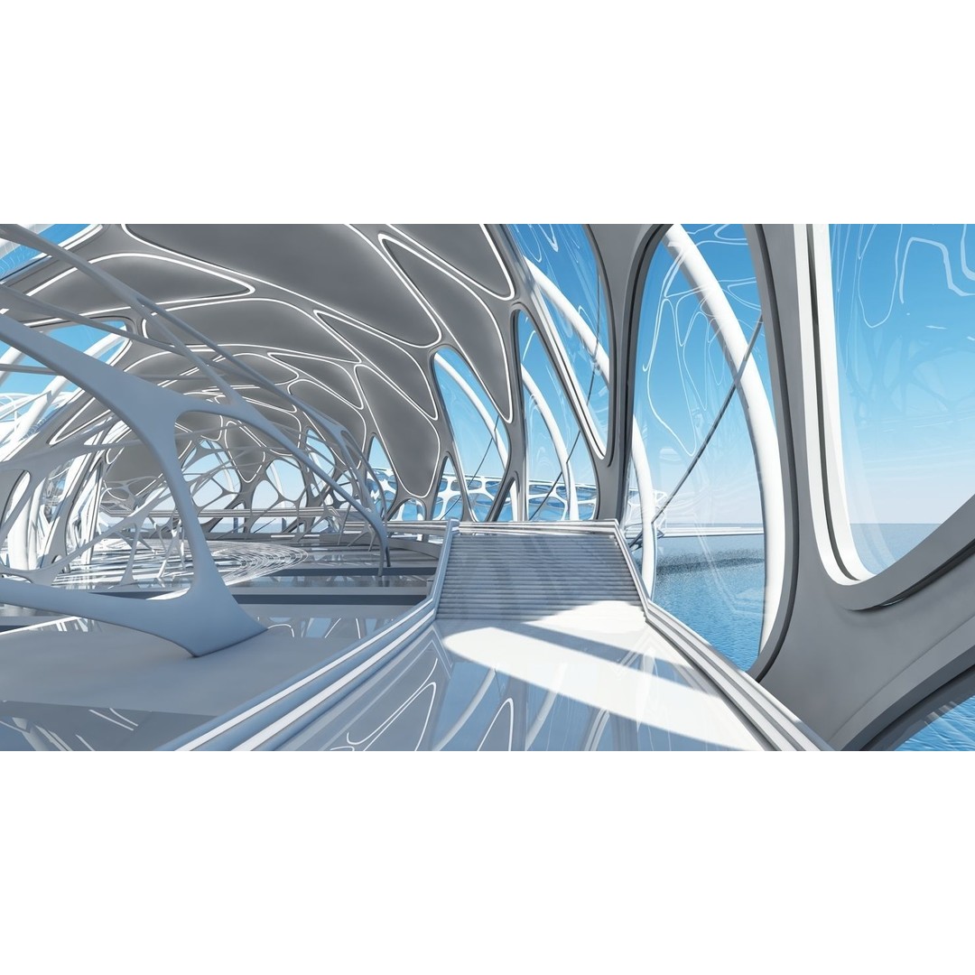 Futuristic Architectural Structure 3D Model – Detailed Sci-Fi Pavilion, FBX - View 19