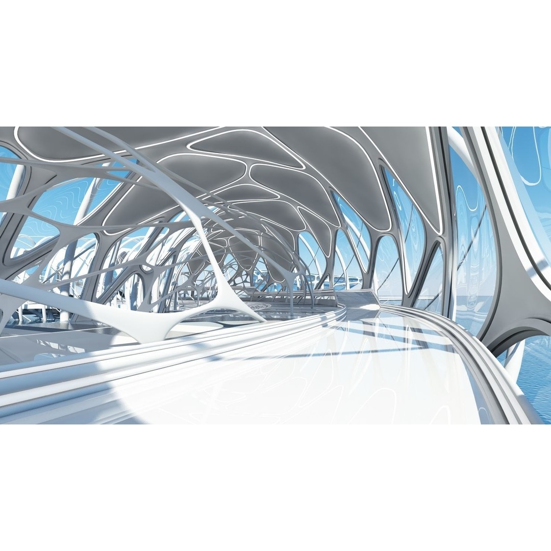 Futuristic Architectural Structure 3D Model – Detailed Sci-Fi Pavilion, FBX - View 20