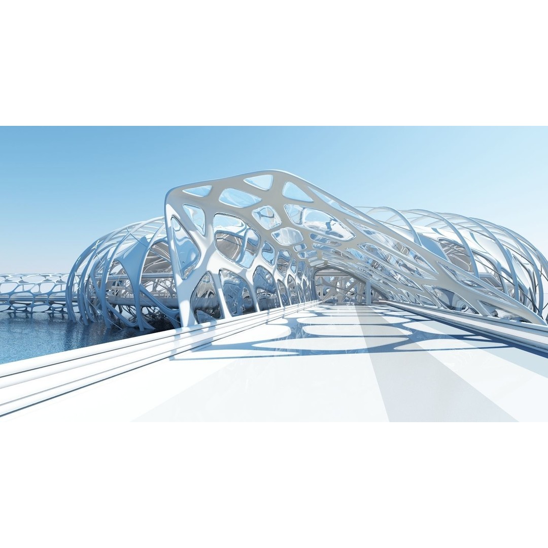 Futuristic Architectural Structure 3D Model – Detailed Sci-Fi Pavilion, FBX - View 23
