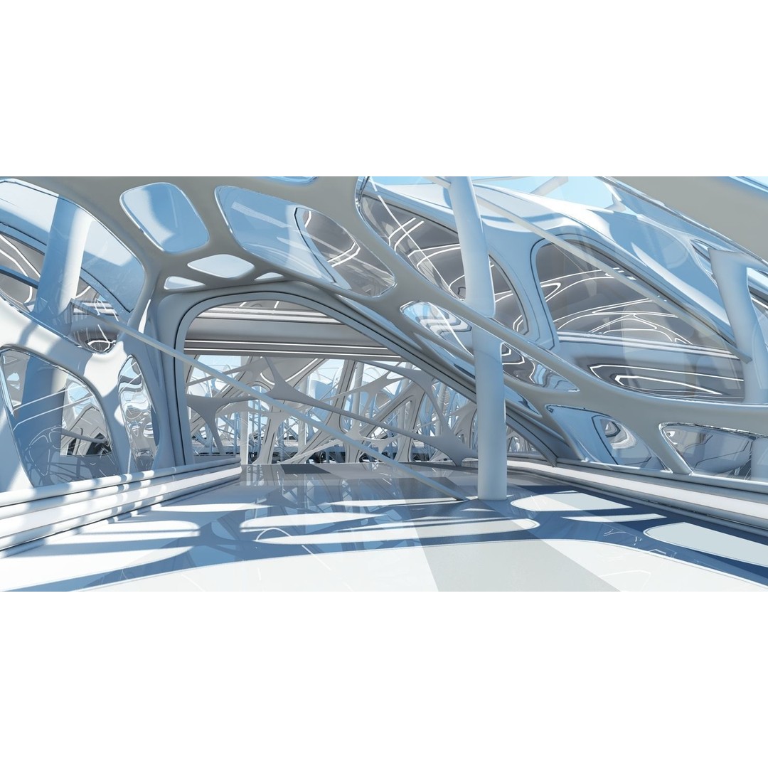 Futuristic Architectural Structure 3D Model – Detailed Sci-Fi Pavilion, FBX - View 24