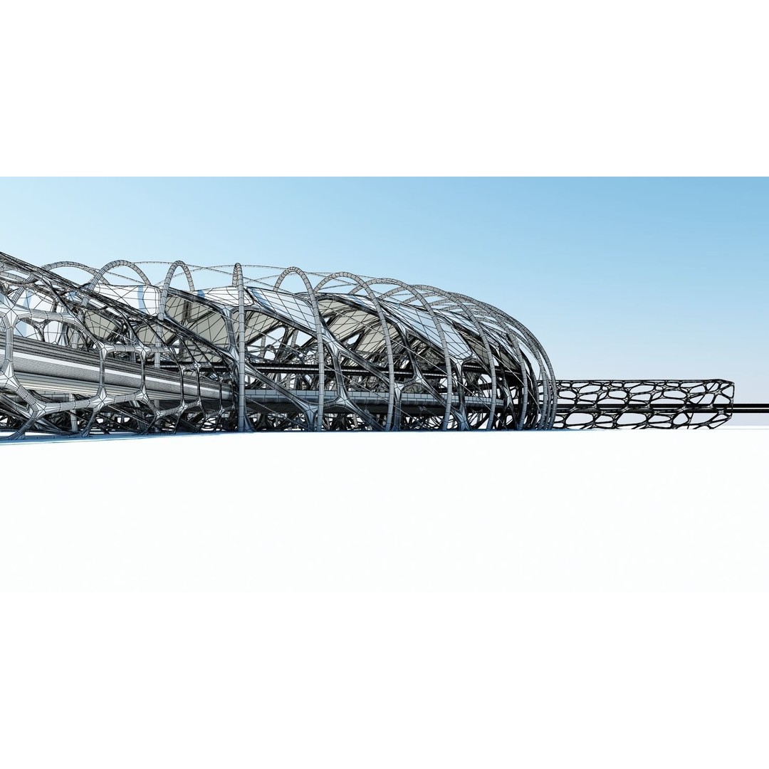 Futuristic Architectural Structure 3D Model – Detailed Sci-Fi Pavilion, FBX - View 25