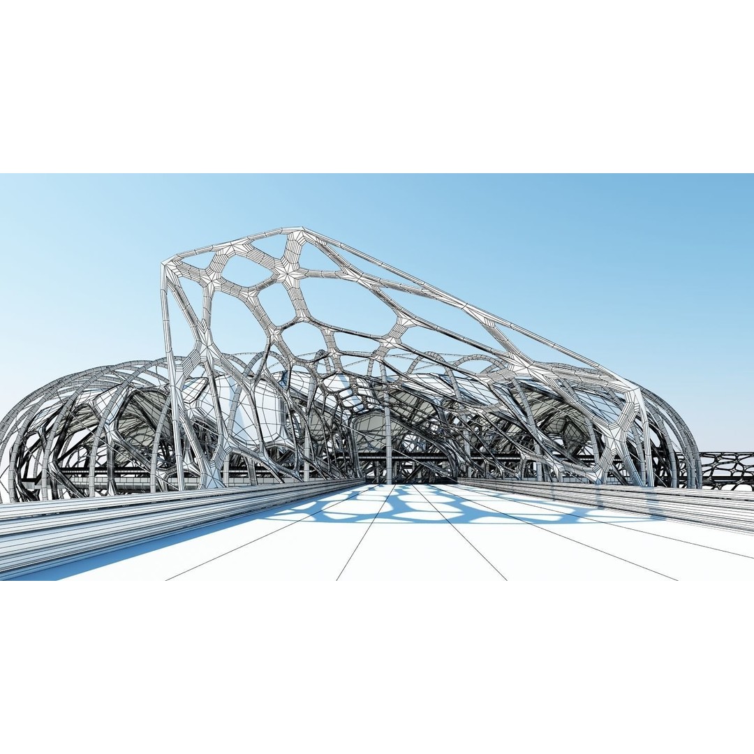 Futuristic Architectural Structure 3D Model – Detailed Sci-Fi Pavilion, FBX - View 26