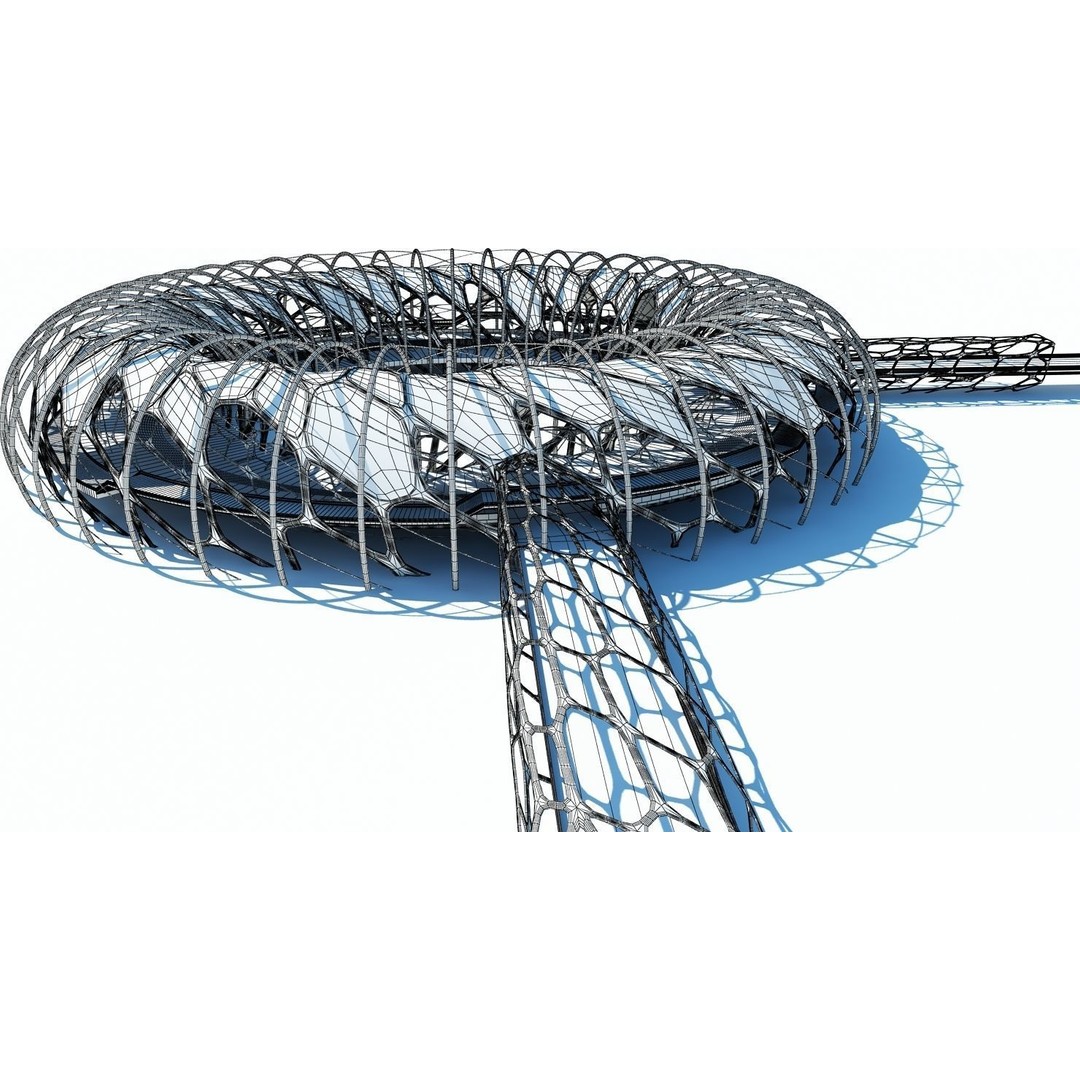 Futuristic Architectural Structure 3D Model – Detailed Sci-Fi Pavilion, FBX - View 29