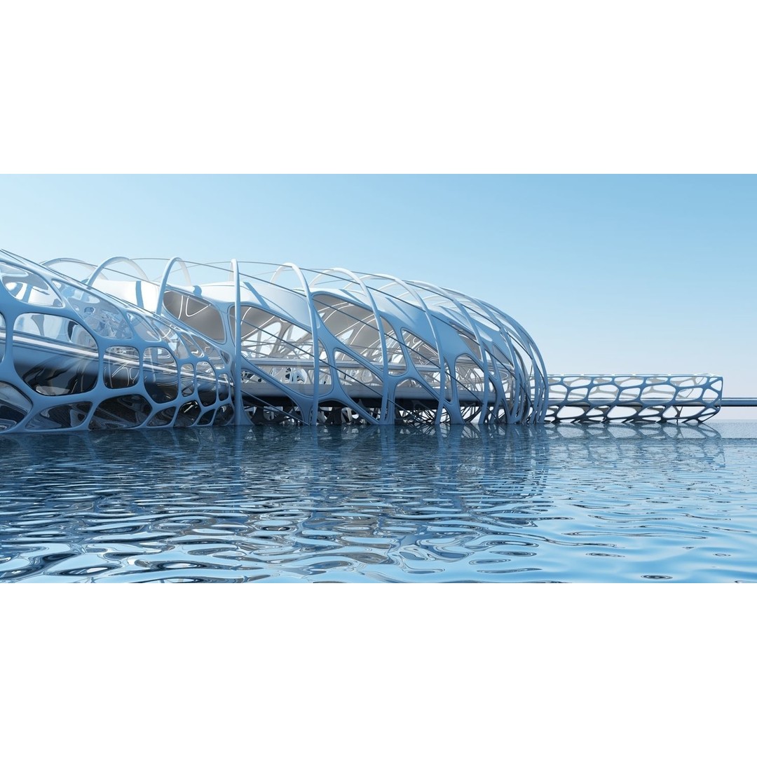 Futuristic Architectural Structure 3D Model – Detailed Sci-Fi Pavilion, FBX - View 5