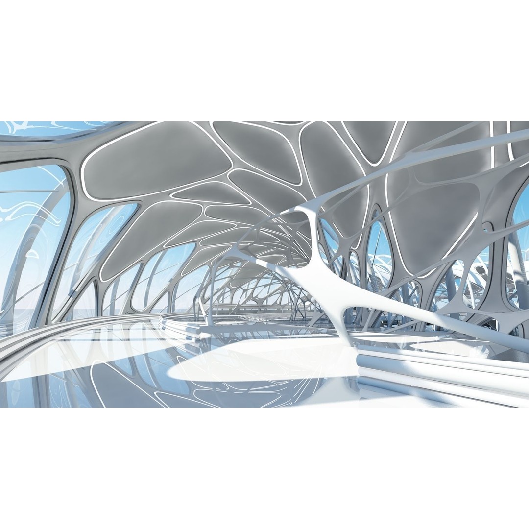 Futuristic Architectural Structure 3D Model – Detailed Sci-Fi Pavilion, FBX - View 8