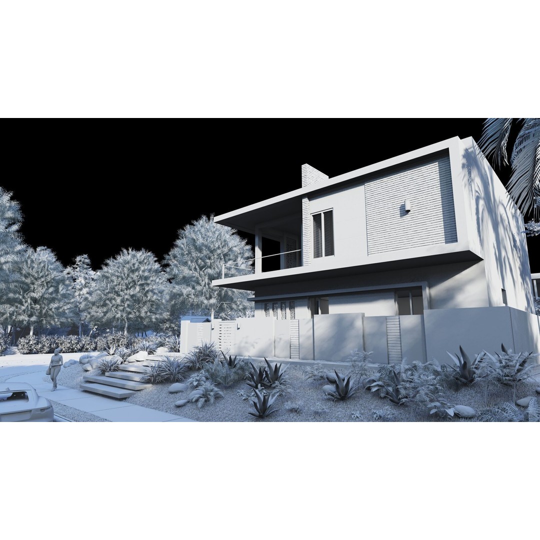 Modern Villa 3D Model – Luxurious House with PBR Textures, FBX