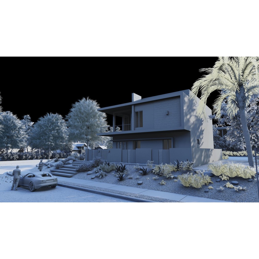 Modern Villa 3D Model – Luxurious House with PBR Textures, FBX - View 10
