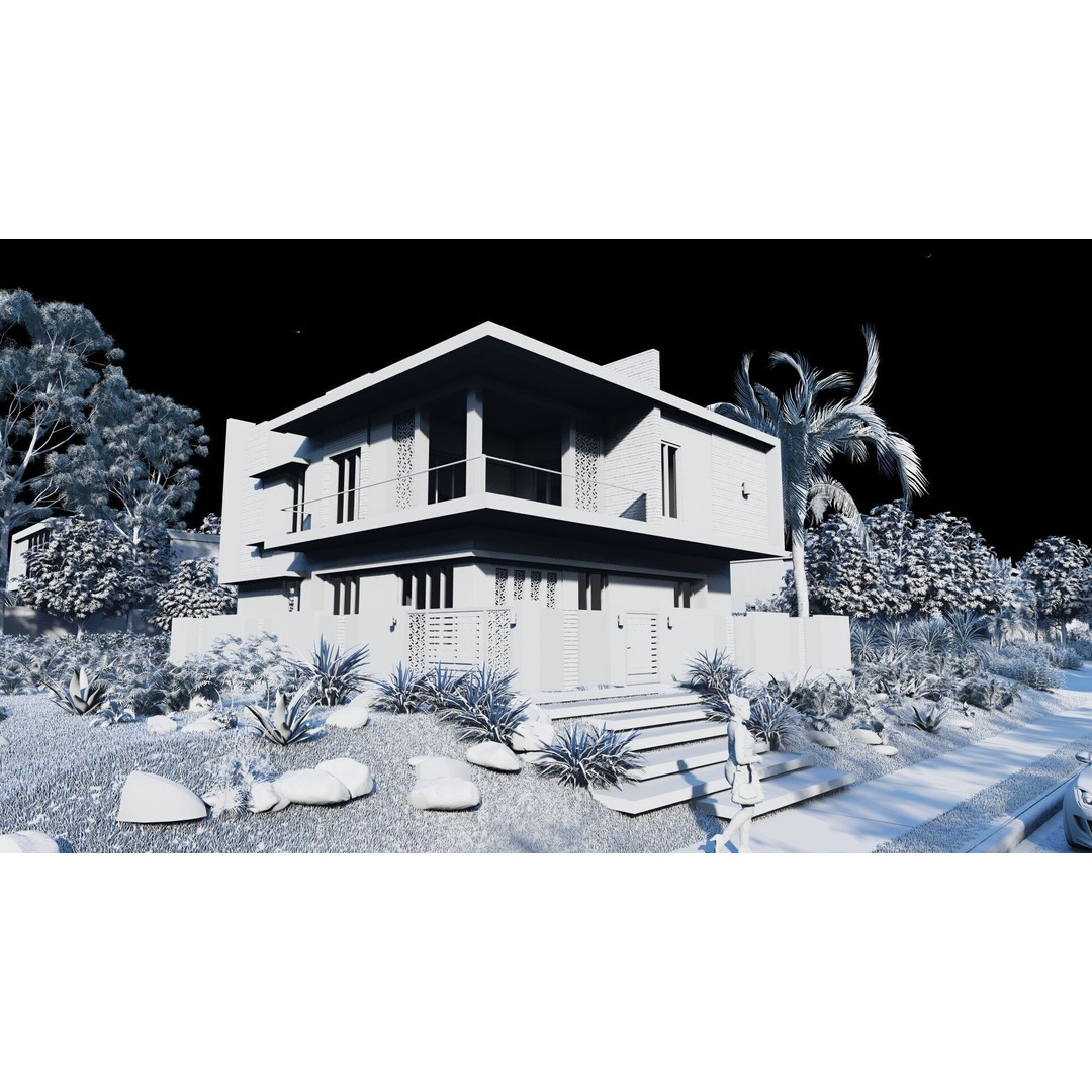 Modern Villa 3D Model – Luxurious House with PBR Textures, FBX - View 16