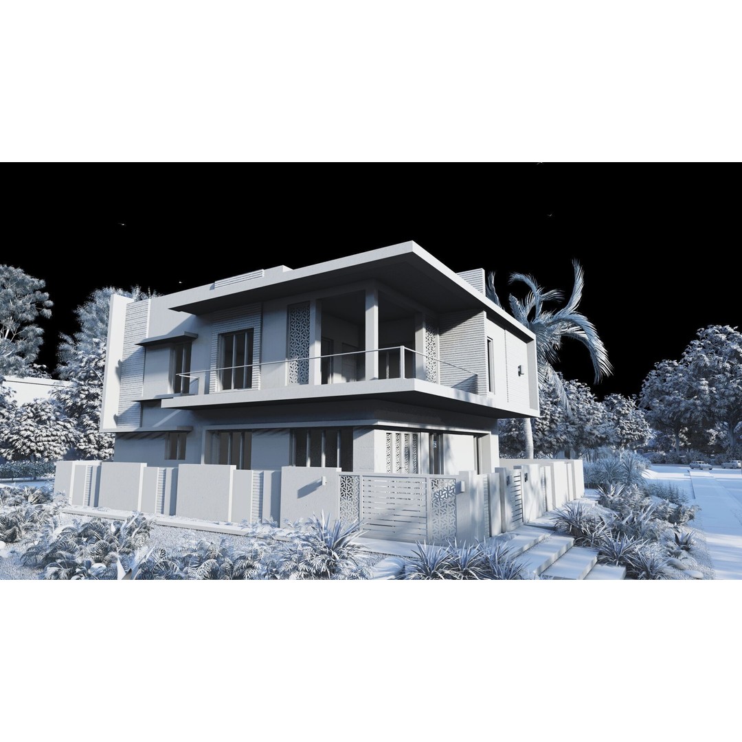Modern Villa 3D Model – Luxurious House with PBR Textures, FBX - View 19