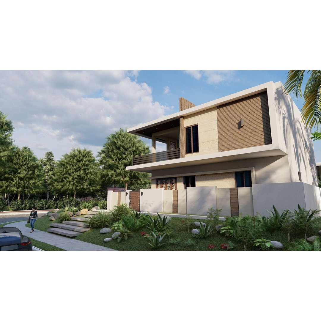 Modern Villa 3D Model – Luxurious House with PBR Textures, FBX - View 20
