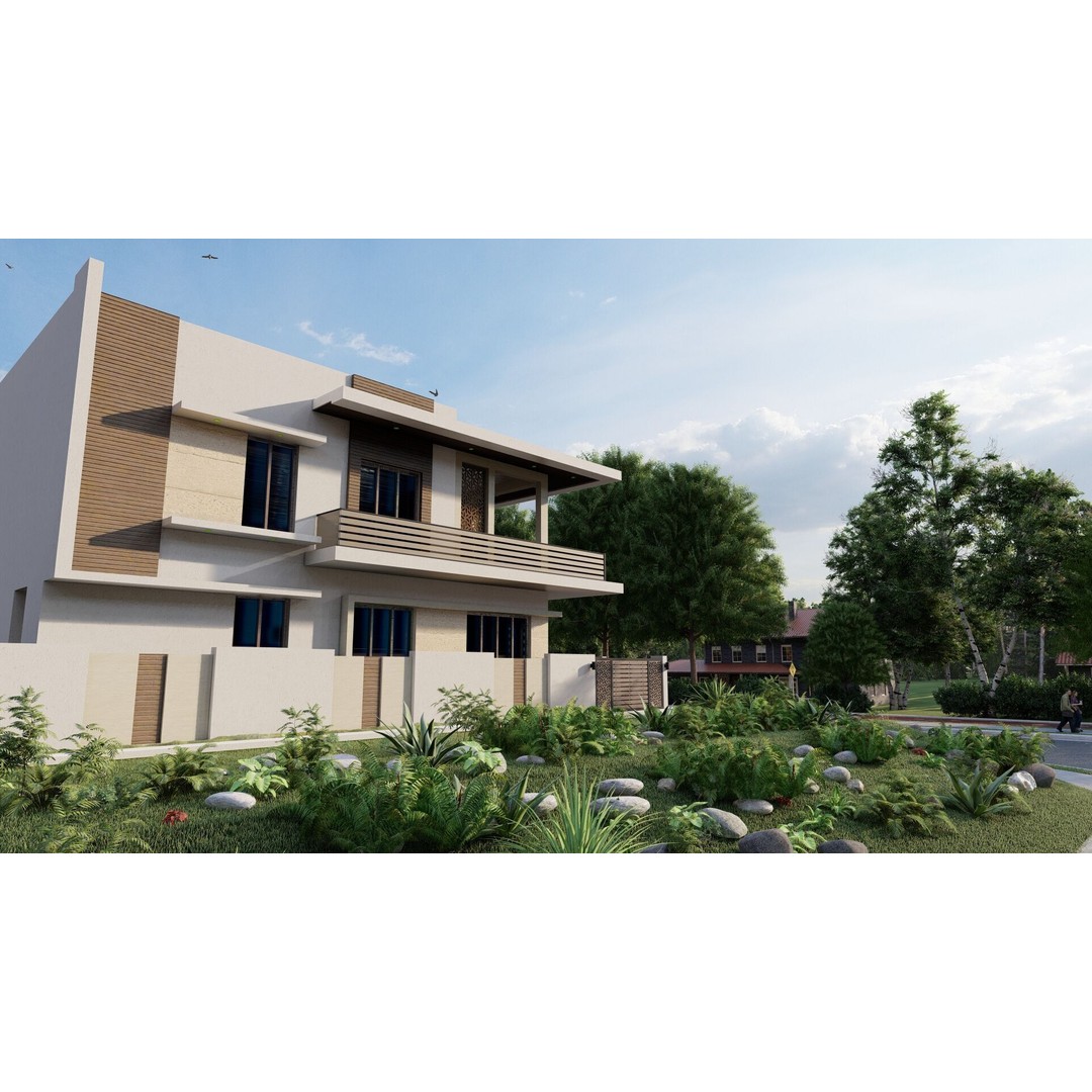 Modern Villa 3D Model – Luxurious House with PBR Textures, FBX - View 5