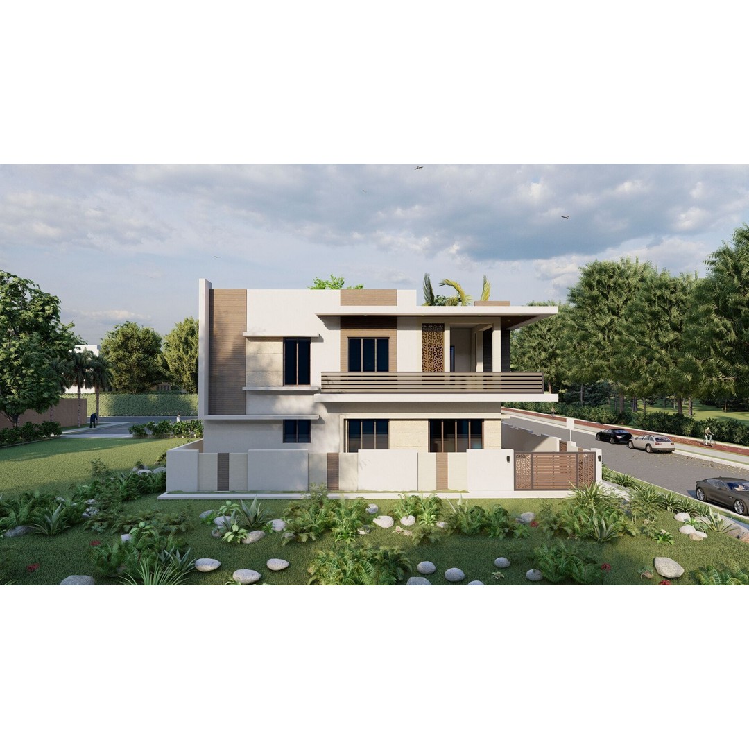 Modern Villa 3D Model – Luxurious House with PBR Textures, FBX - View 8