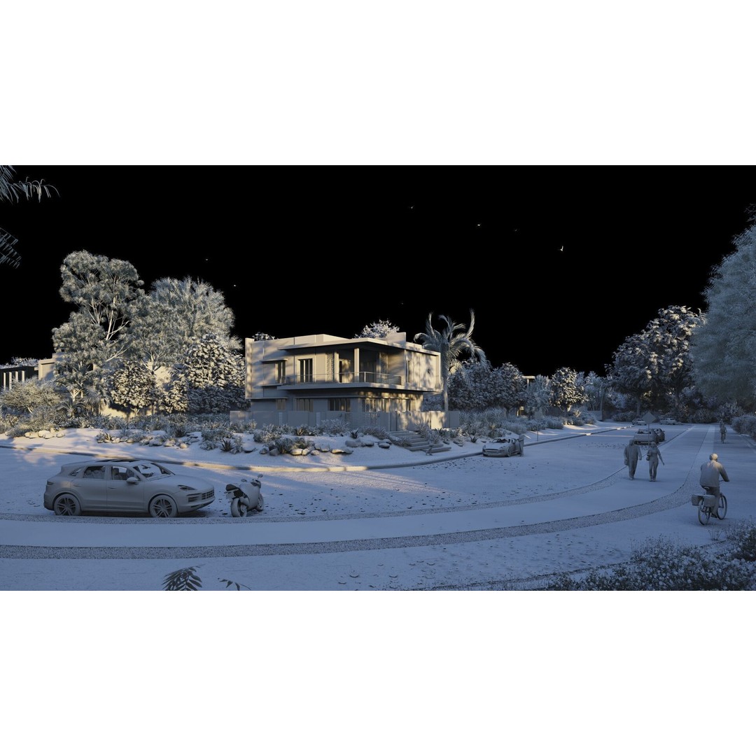 Modern Villa 3D Model – Luxurious House with PBR Textures, FBX - View 9