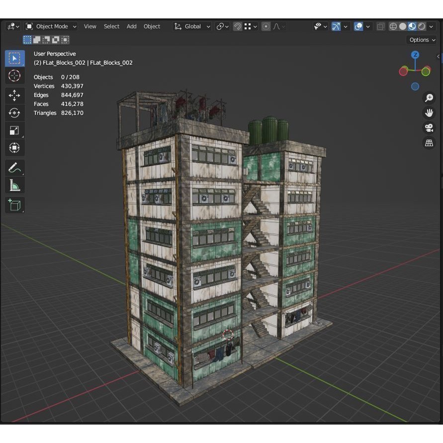 Favela Inspired Building 3D Model – Post Apocalyptic Kit for Blender