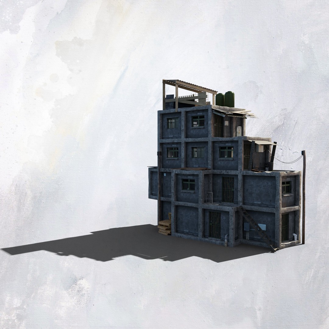 Favela Inspired Building 3D Model – Post Apocalyptic Kit for Blender - View 12