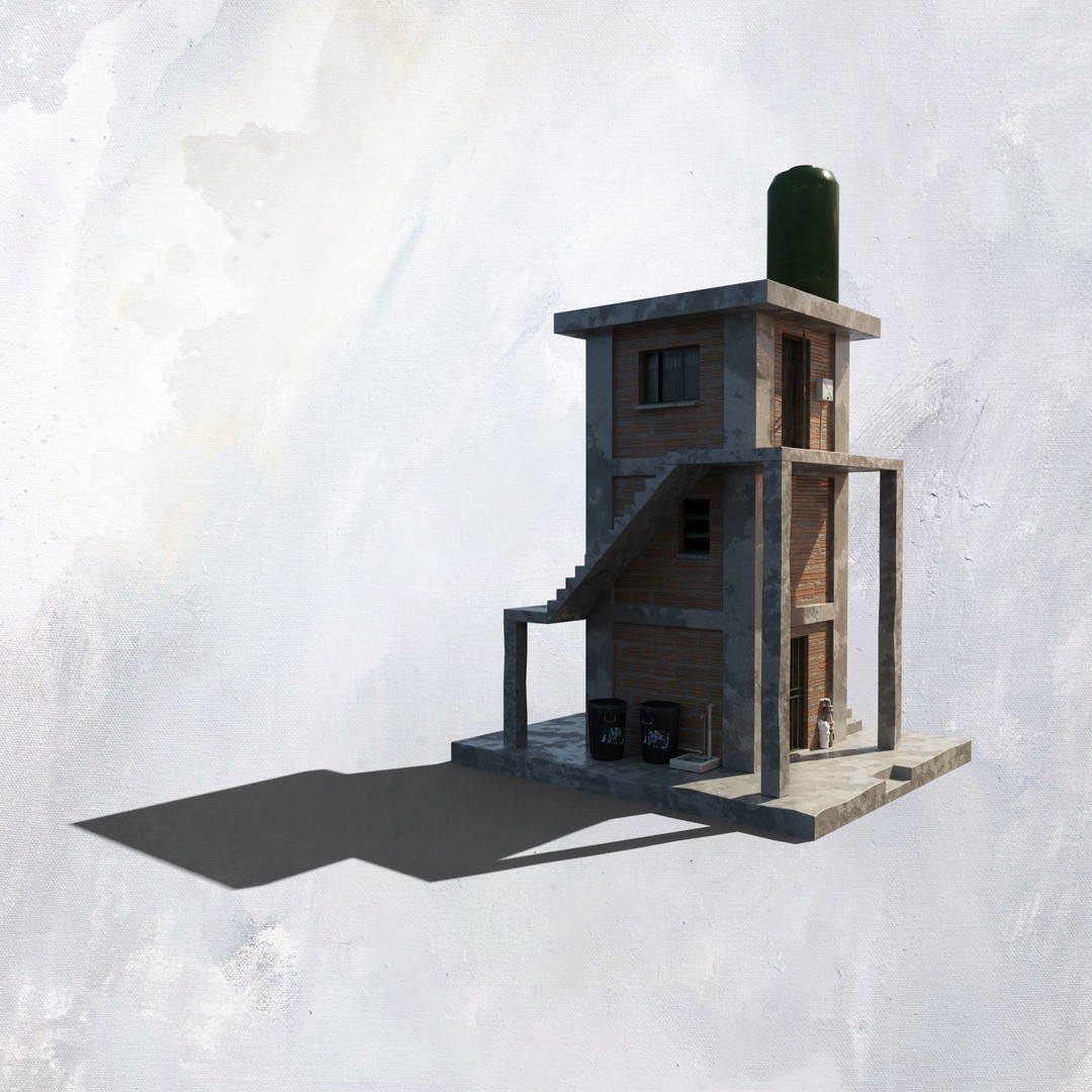 Favela Inspired Building 3D Model – Post Apocalyptic Kit for Blender - View 14