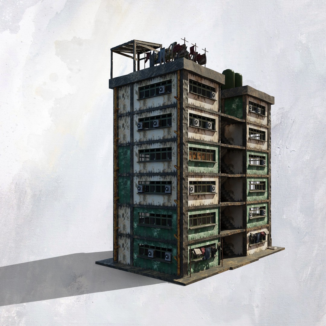Favela Inspired Building 3D Model – Post Apocalyptic Kit for Blender - View 15