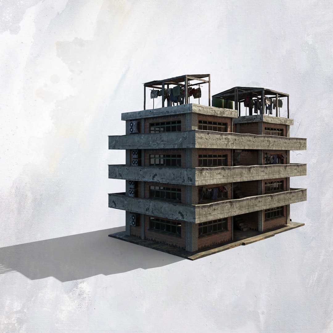 Favela Inspired Building 3D Model – Post Apocalyptic Kit for Blender - View 16