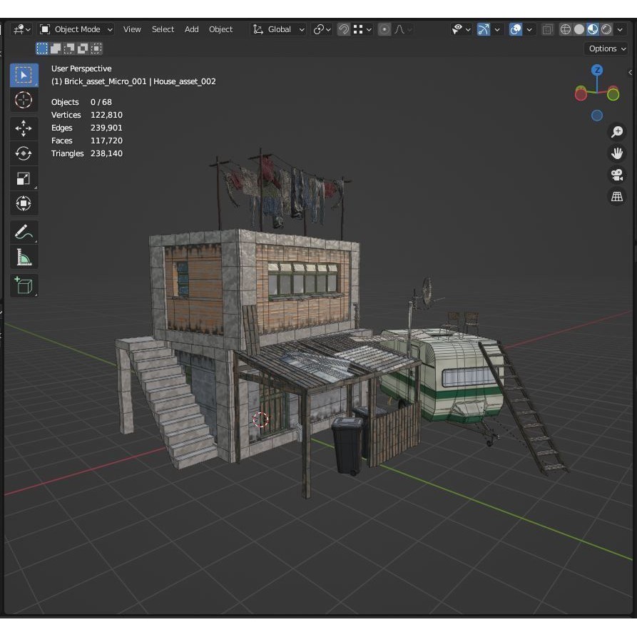 Favela Inspired Building 3D Model – Post Apocalyptic Kit for Blender - View 17